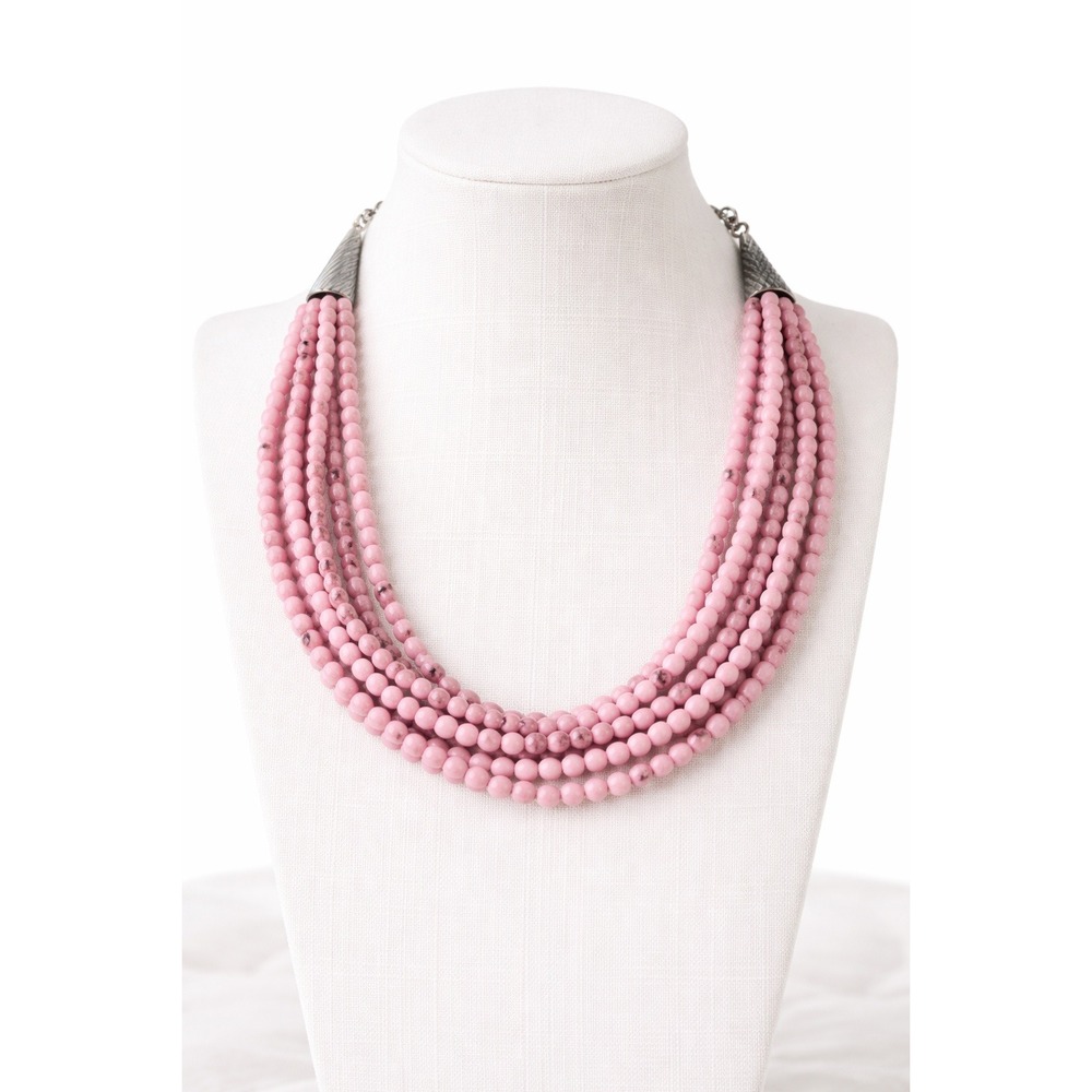 Carolyn Pollack Pink Dolomite 5‎ Strand Sterling Silver Necklace J266602 NEW
